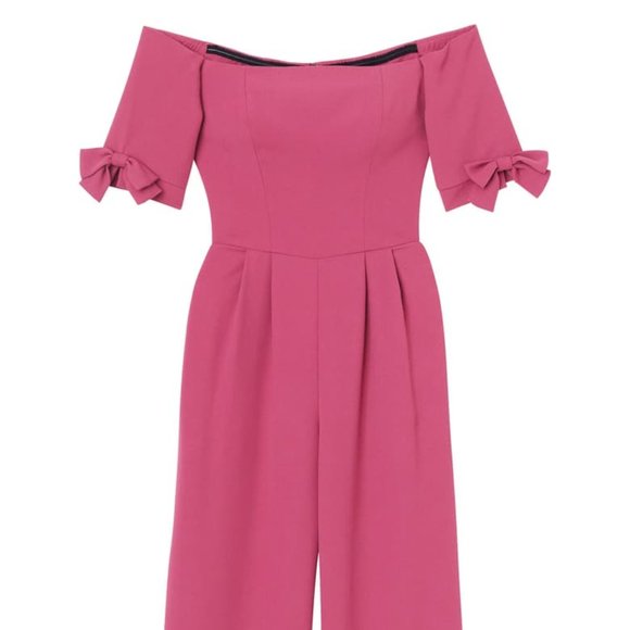 Gal Meets Glam Collection - Meredith pink jumpsuit - off the shoulder with bows - Picture 5 of 15